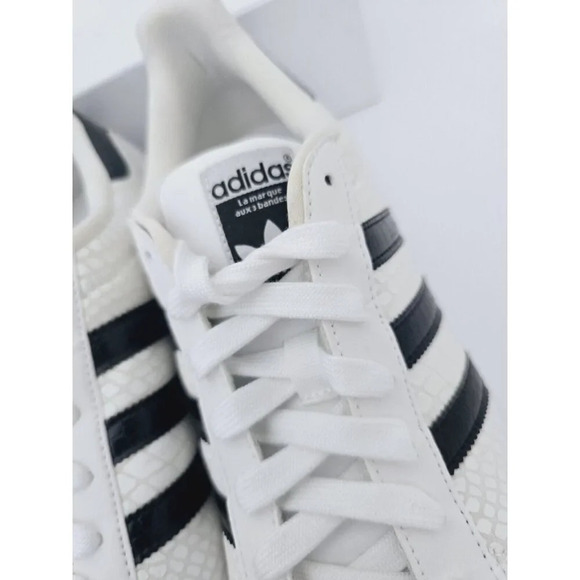 Adidas Superstar Snakeskin White Black Lace Up Leather Mens Sneakers Shoes 9.5 - Picture 7 of 11